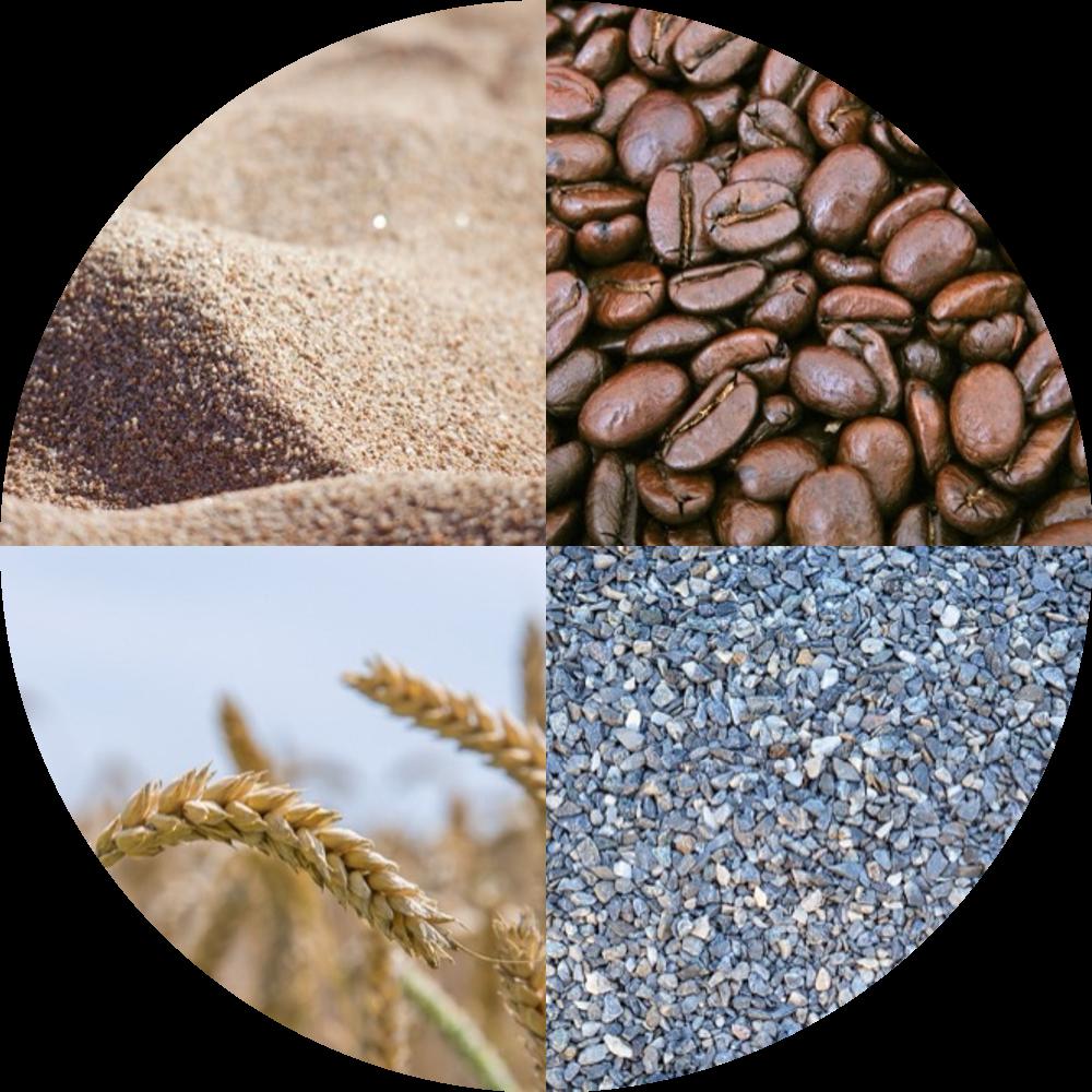 use cases click2measure, coffee beans, seeds, sand